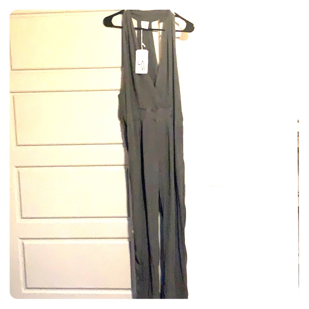 Charcoal racer back jumpsuit